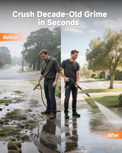 Giraffe Tools Wall Mounted Pressure Washer Essential with Upgraded 1800W Motor, 2900 PSI, 2.2 GPM Electric Power Washer, Automatic Rewind, 100ft Pressure Hoses, 5 Nozzles for Floor/Cars/Fences/Patios