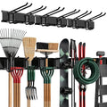 TIDYME Garage Wall Organizer | 48" Heavy-Duty Tool Storage Rack | Adjustable Double-Layer Hooks | 300 lbs Capacity | Carbon Steel Wall Mount Holder for Shovels, Rakes, Ladders & Power Tools