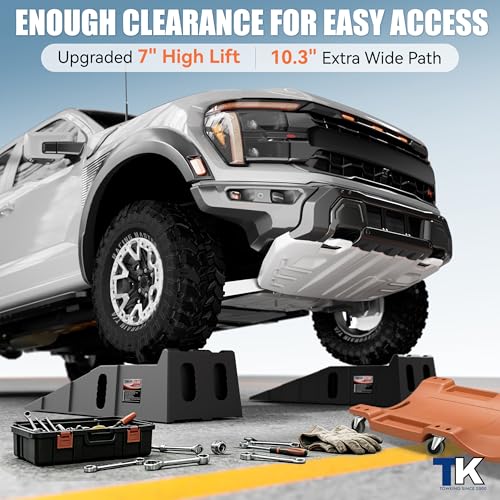 TOWKING 16000lb Heavy Duty Car Ramps, Non-slip 7"H for Underbody Oil Change