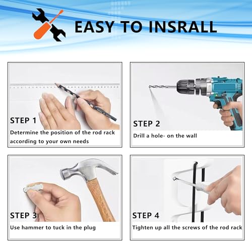 SUNOOM Wall Mount Fishing Rod Holders,3 Rod Holder Storage for Wall & Garage Storage Organizer Gear Equipment Gifts(O-shaped hole)