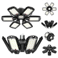 SYDHTF LED Garage Lights 2 Pack, 18000LM 180W Deformable Shop Light with 6+1 Adjustable Panels, 6500K Daylight White Ceiling Light for E26 Base, Ideal for Garage/Basement/Barn