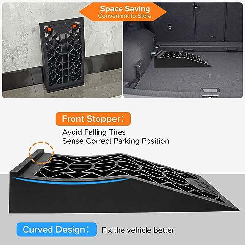 Donext Car Ramps for Easy Vehicle Maintenance and Safe Lifting, Sturdy, Lightweight, Low Profile Car Ramps for Jack Support, Heavy Duty Tire Ramps for Low Chassis Cars, 2 PCS