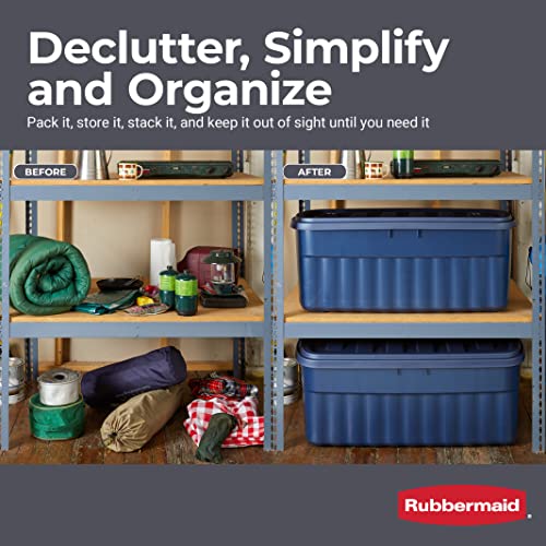 Rubbermaid Roughneck Storage Totes 50 Gal, Large Durable Stackable Storage Containers, Great for Basement, Attic, Garage Storage, and More