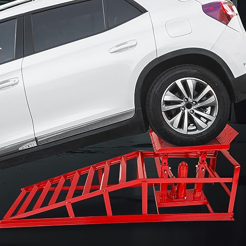 KAFLLA Hydraulic Car Ramps 5 Ton with Built-in Jack, Low Profile Adjustable