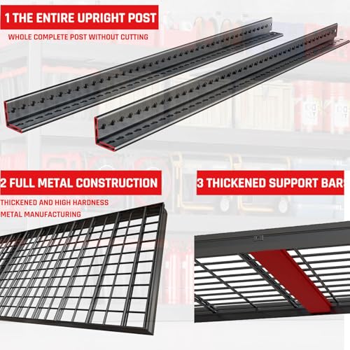 PMKES 67" Wide Garage Shelving Unit, 67" W x 24" D x 68" H, Heavy Duty Garage Storage Shelves,3500 LBS Capacity, Industrial Adjustable Shelves for Basement Warehouse