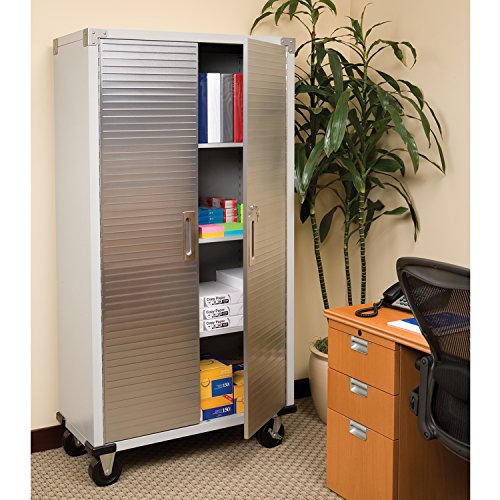 Seville Classics Full Door Rolling Storage Cabinet, 36" W x 18" D x 72" H, Granite