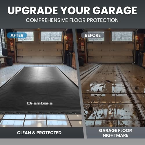 DremGara 7'9" x 18' Heavy-Duty Garage Floor Mat - 610GSM Commercial-Grade PVC Containment Mat with 1.2" Raised Edges to Trap Water, Mud, Snow & Oil, Waterproof Garage Floor Mat for Cars, Non-Slip