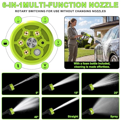 Cordless Portable Washer, Handheld Washer with 3 Adjustable Modes, 23FT High-Elastic Hose & 6-in-1 Nozzle, Suitable for Car, Garden, Patio and Home Cleaning