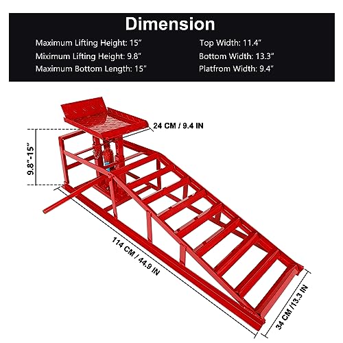 KAFLLA Hydraulic Car Ramps 5 Ton with Built-in Jack, Low Profile Adjustable