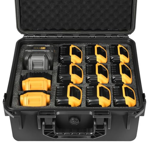 LOTOCASE Storage Case for Dewalt Battery & Charger - Waterproof Power Tool Box Storage Bag with Customizable Fit Foam for Milwaukee/Makita/Ryobi Battery & Charger (Only Case)