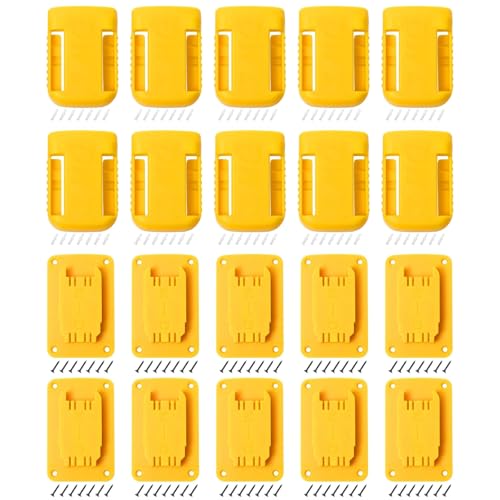 Tool Holders and Battery Mounts Compatible with Dewalt 20V and 60V, Heavy-Duty ABS Wall Organizer Rack with Screws, Drill and Battery Holder Mount for Garage, Workshop, Job Site (20 Pack)