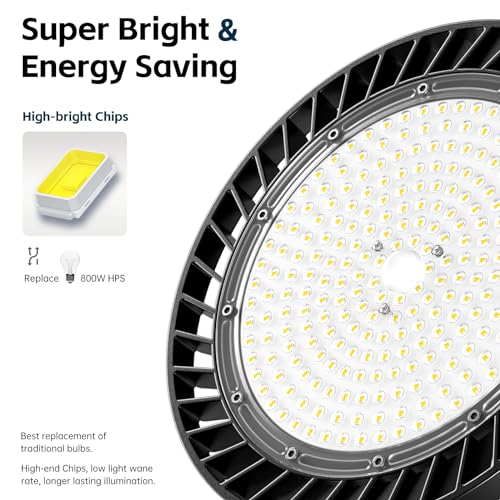 lvsdak UFO LED High Bay Lights 200W 30000LM 5000K 6 Pack with Plug Suitable for Warehouse Workshop Factory Gym Garage Barn AC100-277V