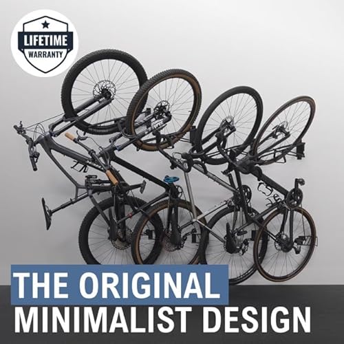 StoreYourBoard SwivelStow Bike Rack Garage Storage Rack 4 Pack - 4 Mountain Bike Bike Wall Mounts - Heavy Duty Bike Hanger - No-Lift Bike Rack Garage Storage Rack - Holds 70 lb Capacity
