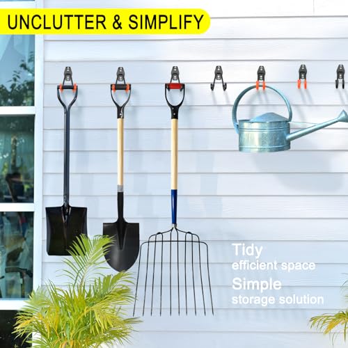 LUPYJI 2 Pack Garage Hooks Heavy Duty Storage Organizer Wall Mount Power and Garden Tool Hangers, for Hanging Ladders, Ropes, Hose, Bulk Items