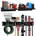 TIDYME Heavy-Duty Garage Wall Storage System | Wall Mounted Tool Organizer Rack with Shelving | 10-Piece Mounting Kit | Includes 4x10” Double-Layered Hooks & 2x16.5” Floating Utility Shelves