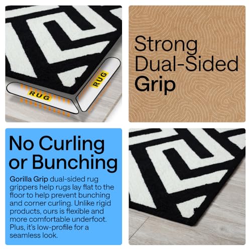GORILLA GRIP SoakSTOPPER Door Mat, 24x17, Gray and Rug Corner Grippers, OneSize, Black Bundle