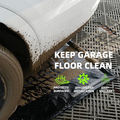CYLAND Garage Floor Mat 7.9'x16' Heavy-Duty Waterproof, Non-Slip PVC Parking Mat, All-Weather Car Containment Mat for Oil, Snow & Dirt Floor Protection Includes Squeegee for Easy Cleanup