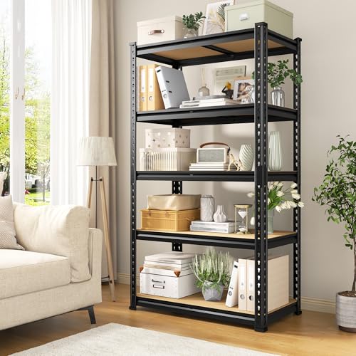 REIBII Set of 2 Storage Shelves 5 Tier Garage Shelving Heavy Duty Metal Shelving 2000LBS Garage Shelves Adjustable Metal Shelf for Kitchen Warehouse Pantry Commercial Use 27.6" Wx11.8 Dx60 H