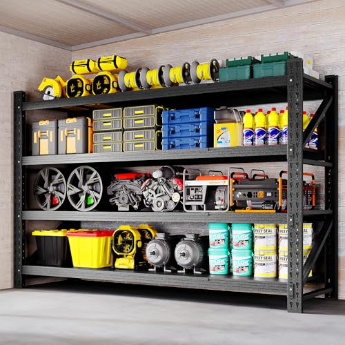 BYNSOE 71" W Garage Shelving Storage Shelves 5000LBS Metal Heavy Duty Garage Shelves Units Adjustable Storage Shelves for Industrial, Factory,71" W X 24" D X 69" H