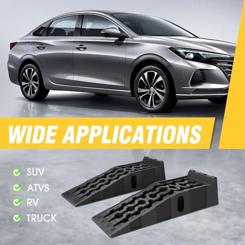DNA Motoring 6.7" Car Lift Ramp, 9.6" Working Width, 2-Pack Vehicle Parking Ramp Stand - 7.2T G.V.M Capacity, Multifunctional Portable Ramp for Car Service, TOOLS-00816