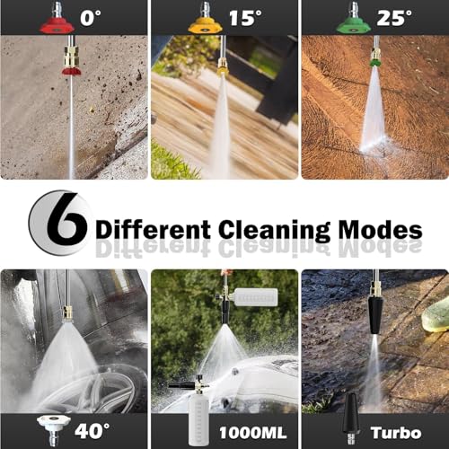 DECOKTOOL 5000PSI Wall Mounted PowerWasher with 4 Quick Connect Nozzles, Foam Cannon for Car, Lane, Patio Cleaning