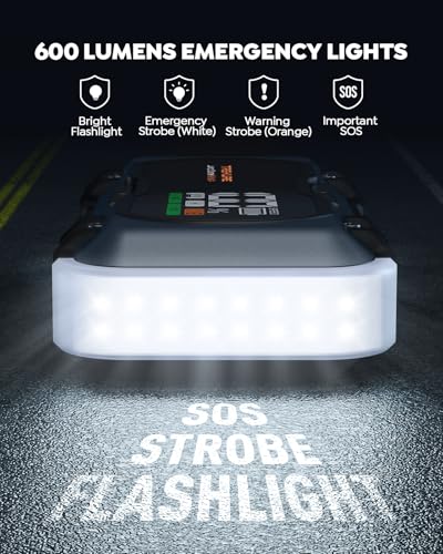 8000A Car Battery Jump Starter, Battery Jumper Starter Portable (All Gas/12L Diesel), 27000mAh 65W Charging Jump Box, Portable Car Jump Starter with 160W DC, 600LM Light, Extended Jumper Cables