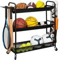 STORAGE MANIAC Basketball Rack 3-Shelf Training Stand with Wheels