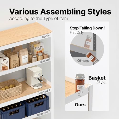HOMEDANT House 36.2" W 5 Tier Heavy Duty Garage Shelving Adjustable Metal Rack Storage Shelves Standing Shelf Unit Organizers Pantry Closet Office White 1Pack