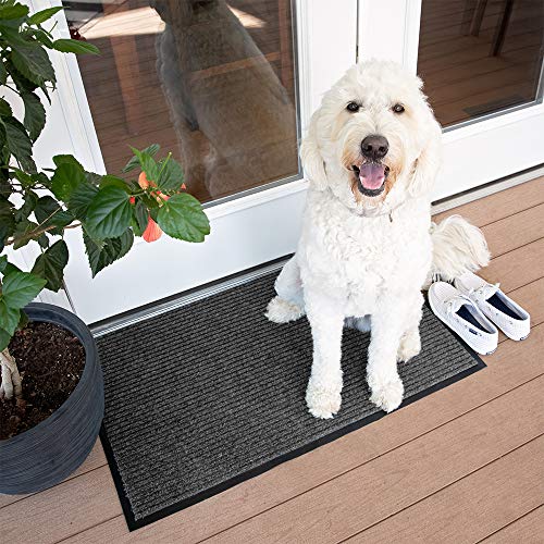 Notrax 109 Industrial Door Mat, 3' x 5' Entrance Mat, Heavy Duty Commercial Rug for Businesses, Welcome Lobbies, Garage, and Mudroom, Made in the USA, Charcoal Black, Brush Step 109S0035CH