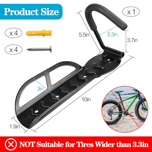 DkOvn 1/2/4 Pack Bike Rack Garage Wall Mount, Wall Mount Bike Rack with Screws, Holds Up to 66lb for Indoor Storage
