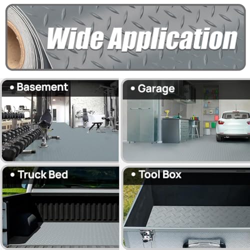 LITA Garage Floor Mat, PVC Flooring Roll Thickened Garage Mats, Heavy Duty Parking Mat Waterproof Nonslip Floor Protector for Car, Trailer, SUV, Basement, Gym (Grey) (7 Feet x 15 Feet)