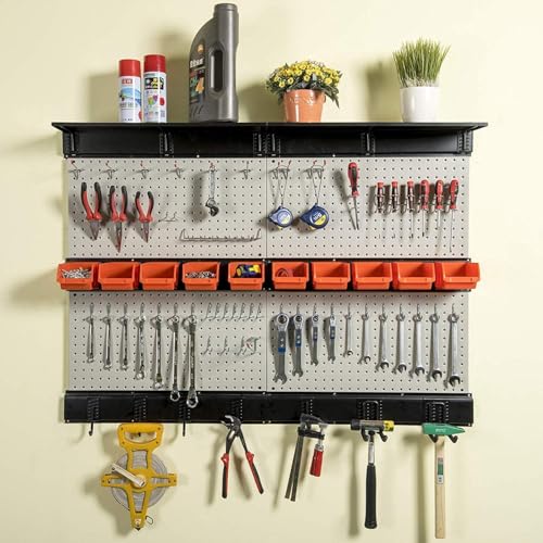 Ultrawall Pegboard Wall Organizer, 48 X 36 inch Garage Storage Pegboard with Hooks Storage Bins Tool Board Panel Tool Organizer, 72pcs