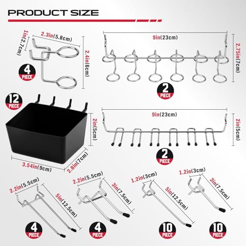 300-Piece Pegboard Hook Set, Pegboard Organizer Accessories for Hanging, Durable Metal Hooks for Tool Organization, Garage, Workshop, and Craft Storage