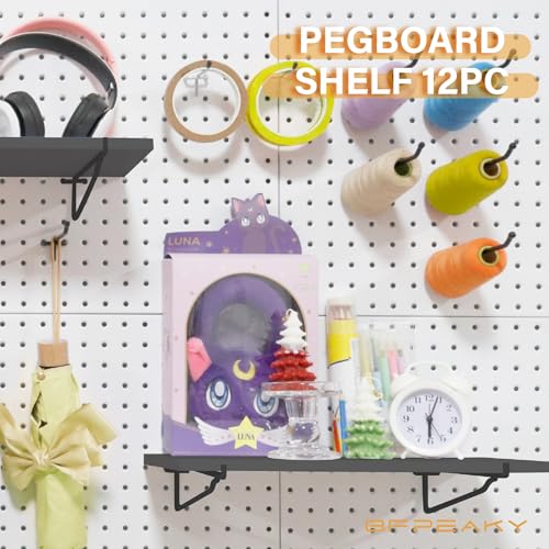 BFPeaky Black Pegboard Shelf Set, 4 pcs Versatile Peg Board Shelving, Ideal Wood Pegboard Shelves for Efficient Storage and Organization Solutions