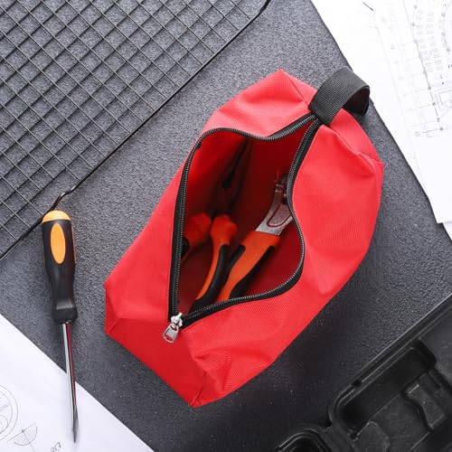 Red Zipper Bag Pouch Small Tool Bag Pouch Small Red Canvas Bags Tool Pouches with Zipper Fabric Utility Tools Pouches for Screws Screwdrivers, Pliers, Storage Organizer