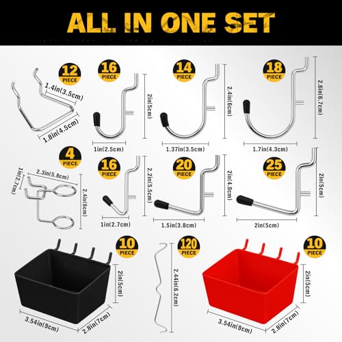 ELEAD 297 Piece Pegboard Hooks Kit, Peg Board Organizer Accessories with Bins for Organizing Various Tools, Fit 1/8 or 1/4 inch Pegboard for Hanging Storage, Garage, Workshop & Craft Room