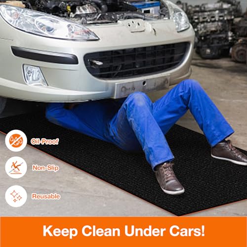 XSTWVM, Heavy Duty Oil Resistant Garage Car Bottom Mat, Reusable Floor Protector, 1/4 Inch Thick Waterproof Rubber Backing, Oil Absorbent (Dark Gray) (60 * 36)