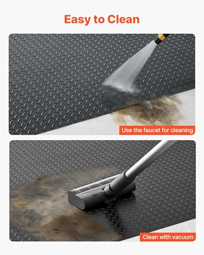 VEVOR Garage Floor Roll, 4 x 25 ft Garage Flooring Mat, 3 mm Thickened Rubber Diamond Plate Floor Protector Mat, Non-Slip, Wear-Resist, Waterproof, Easy to Clean for Warehouse, Gyms,Trailer, Black