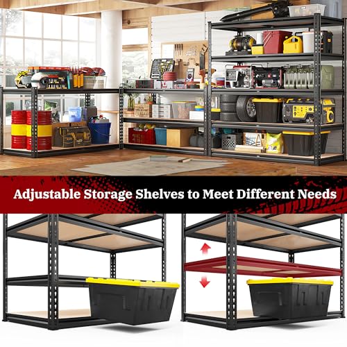 REIBII 5 Tier Garage Shelving,72''H Heavy Duty Storage Shelves,Adjustable Metal Shelving Shelves,Pantry Shelf for Small Offices, Libraries, Or Retail Spaces Basement72 H x 40" W x 20" D,2500LBS