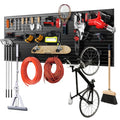 Slat Wall Panels 8x4 ft, Heavy-Duty PVC Garage Slatwall Panel with Trim & Screws, Interlocking Black Wall Panels, Garage Wall Organizer Slat Board PVC Wall Panel for Tools and Sports Equipment Storage