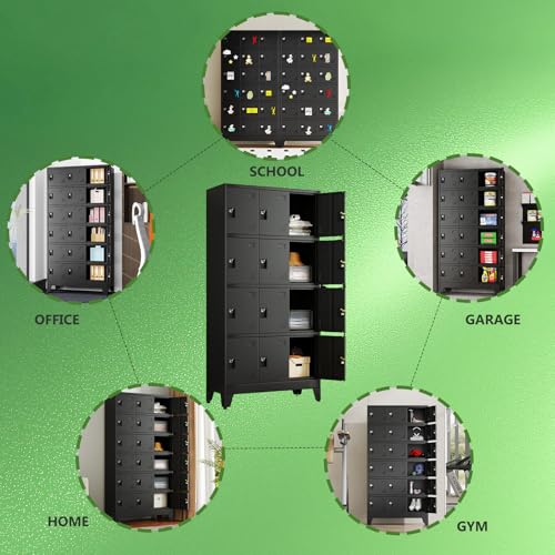 erosoei Metal Lockers for Employees, 12 Doors Metal Storage Locker with Card Slot and Ventilation Holes, Steel Employee lockers for Home Office School Gym Garage, Requires Installation