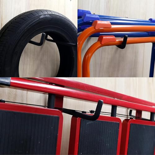HUHOLE Heavy Duty Ladder Hooks for Garage Wall (4 Pack) – Screw-in Utility Hangers with Vinyl Coating – 8.46 Inch Wall Mount Storage Brackets for Hanging Ladders, Chairs
