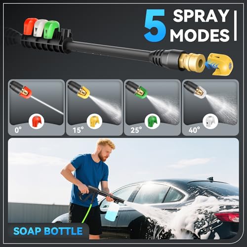 Electric Pressure Washer, 5000 PSI 4.0 GPM Heavy Duty Power Washer, with 4 Nozzles,Foam Cannon,33FT Hose Reel and 500ml Soap Bottle for Home/Cars(Light Blue)