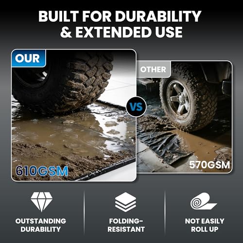 DremGara 7'9" x 18' Heavy-Duty Garage Floor Mat - 610GSM Commercial-Grade PVC Containment Mat with 1.2" Raised Edges to Trap Water, Mud, Snow & Oil, Waterproof Garage Floor Mat for Cars, Non-Slip