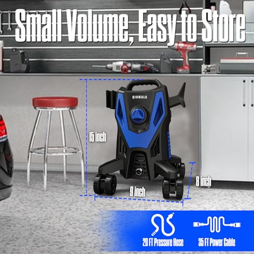 QIOMALA 4800PSI PowerWasher with 4 Quick Connect Nozzles, Foam Cannon for Car, Lane, Patio Cleaning