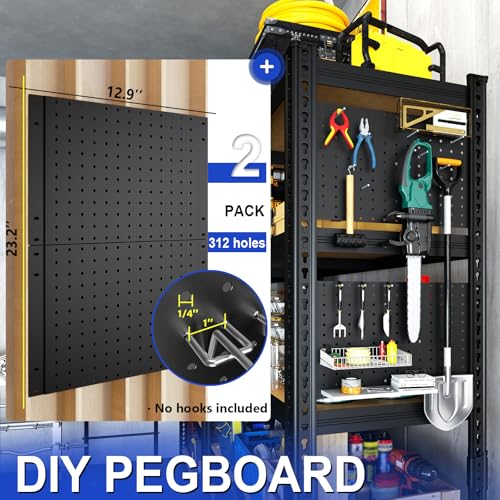 ZEUKMXOO 40''W Garage Storage Shelves, Storage Racks Shelving Units, Storage Shelves Heavy Duty, Adjustable Metal Shelves with 2 Pegboards for Basement, Warehouse, Pantry, Kitchen, 2200 LBS