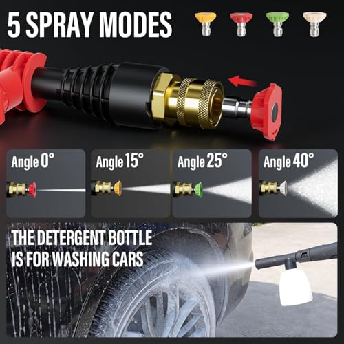 MZK 4800PSI Pressure Washer with 4 Quick-Connect Nozzles, Foam Cannon for Easy Replacement, High-Pressure Cleaning of Cars, Fences, Driveways