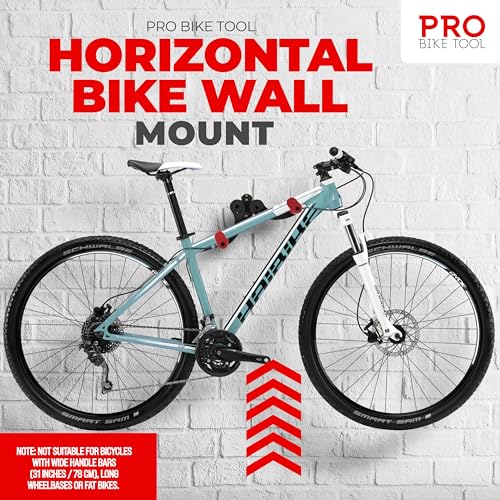 PRO BIKE TOOL Bike Wall Mount - Horizontal Indoor Bike Rack for 1 Bicycle - Bike Rack for Garage - Safe and Secure Bike Hook for Road, Mountain or Hybrid Bikes - Bike Hanger, Bicycle Storage