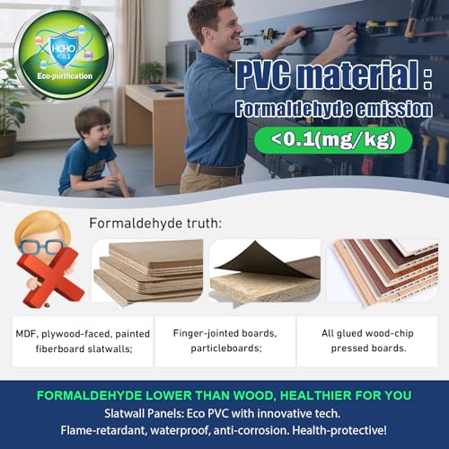2026 Garage Organization: PVC Slatwall Panels 4x8 ft – Garage Storage Wall System, Heavy Duty Tool Organizer Wall Mount, Waterproof Garage Wall Panels, Easy DIY Install with 3 Hooks (8 Pack of 1x4ft)
