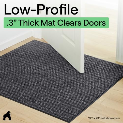 GORILLA GRIP Waterproof Traffic Guard Door Mat, 72x48, Heavy Duty Entryway Mats, Strong Backing Commercial Utility Rugs for Office Hallway, Garage Floor and Home, Low Profile Carpet, Charcoal Gray